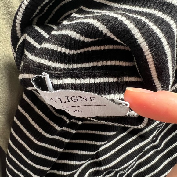 La Ligne black and white stripe slim fit turtle neck - Picture 4 of 6